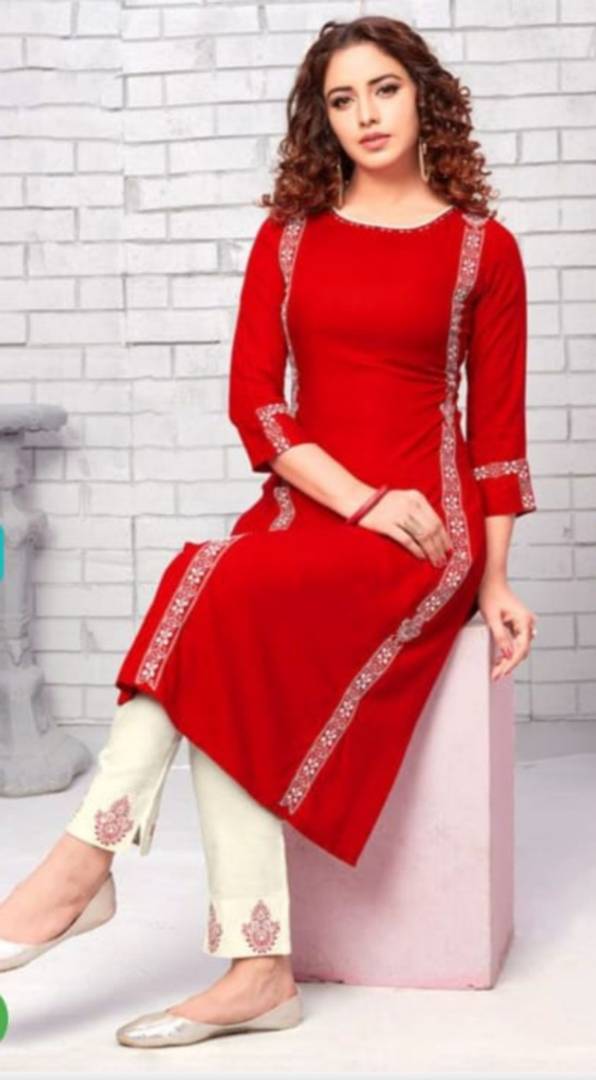 Women's Rayon Printed Kurta With Palazzo Set